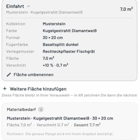 Dokument mit Kollektion, Farbe, Format, Fuge und Fläche in Quadratmetern