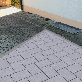 Fertige Pflasterfläche auf der Einfahrt bis zur Garage